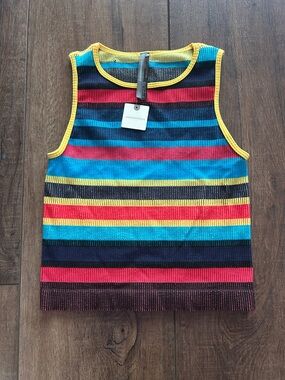 NWT Anthropologie Reegan Seamless Striped Ribbed Tank Top S/M